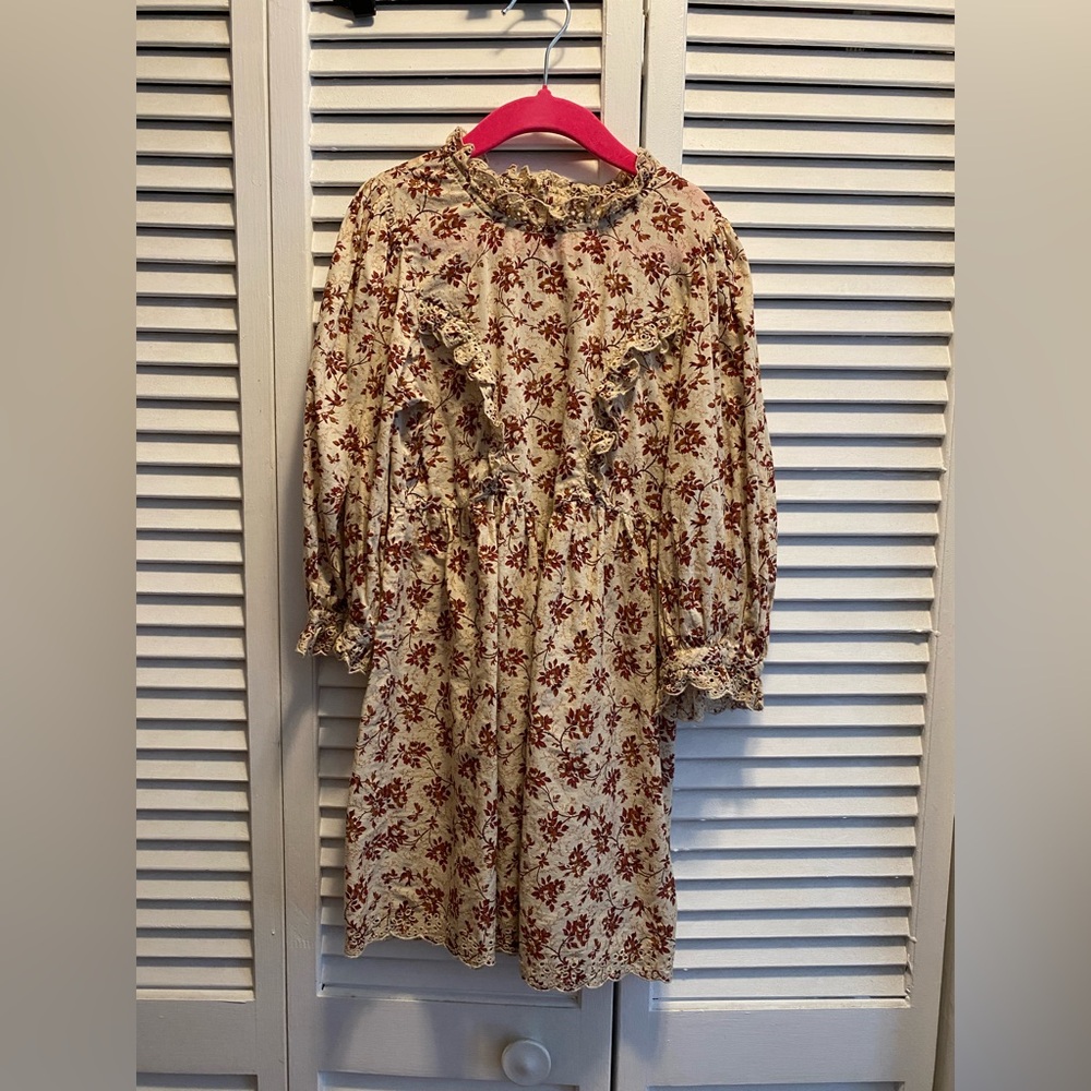 Doen Girl’s Dress in Burgundy Songbird (8)